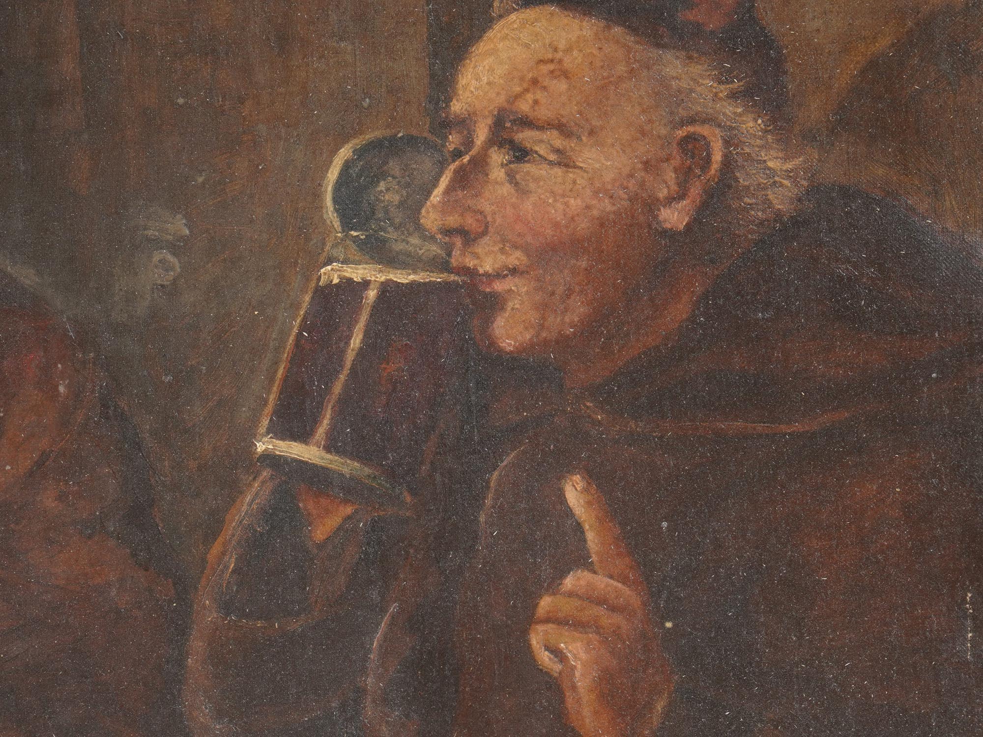 OIL PAINTING MONKS IN TAVERN AFTER E VON GRUTZNER PIC-3